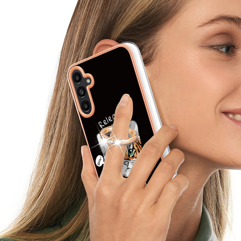 YB IMD Series-20 Style D for Samsung Galaxy A35 5G Kickstand Case 2.0mm Slim TPU Phone Cover - Cat / Tiger YB IMD Series-20 Style D for Samsung Galaxy A35 5G Kickstand Case 2.0mm Slim TPU Phone Cover - Cat / Tiger